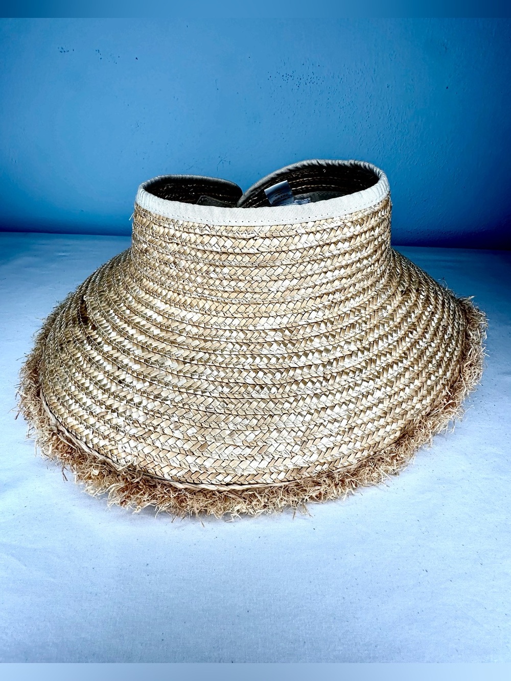 Nordstrom Natural Straw Visor with Frayed Edge